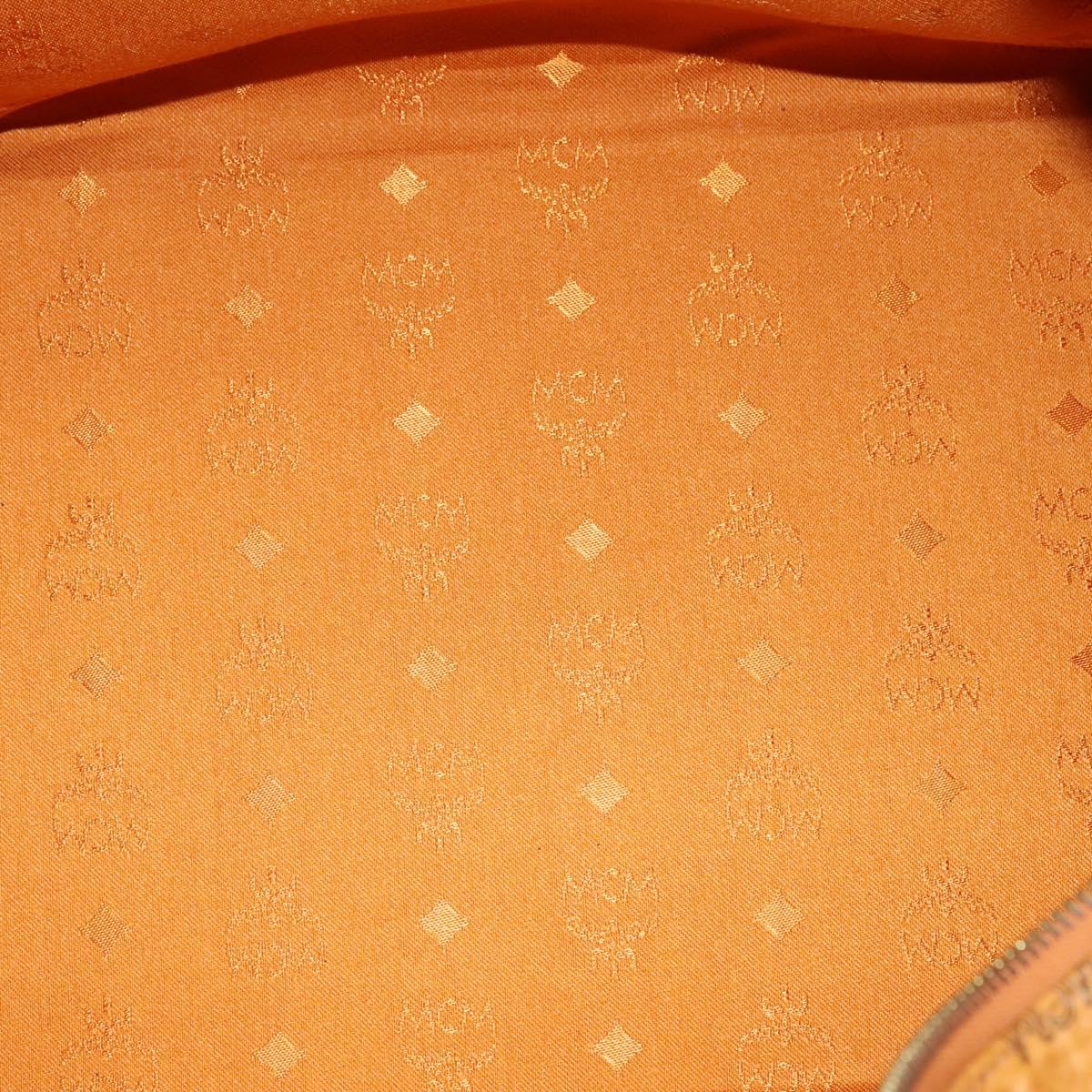 MCM Vicetos Logogram Boston Bag PVC Leather Brown Auth MY295