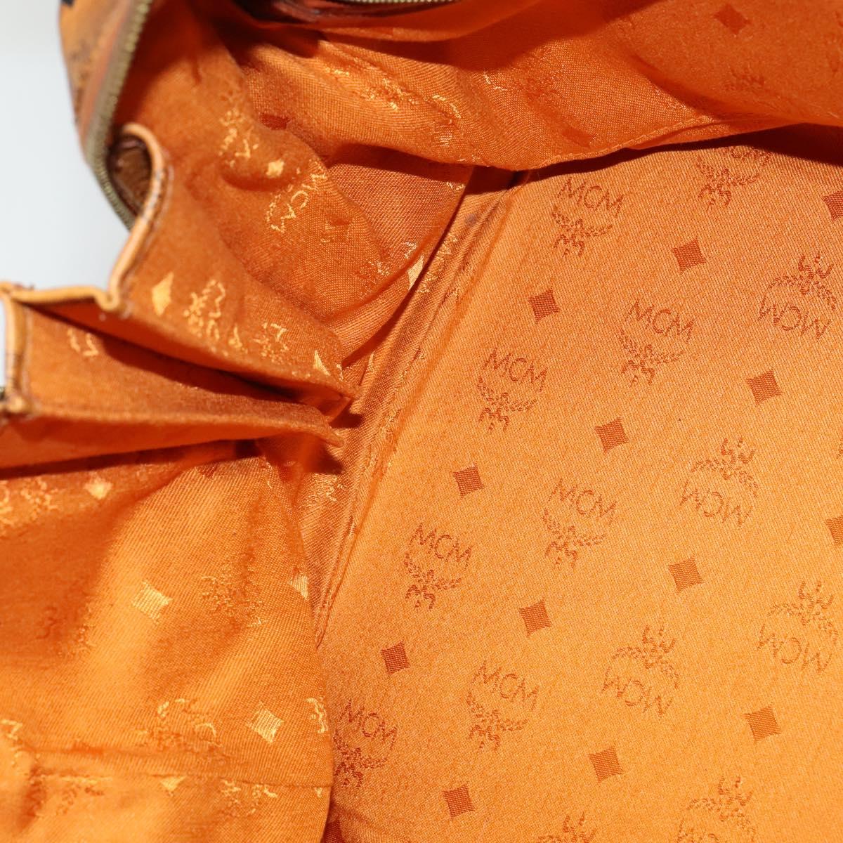 MCM Vicetos Logogram Boston Bag PVC Leather Brown Auth MY295