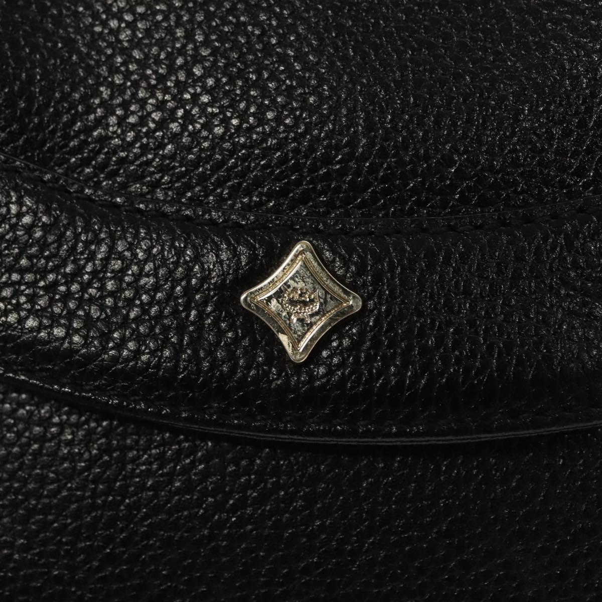 MCM Chain Shoulder Bag Leather Black Gold Auth MY306