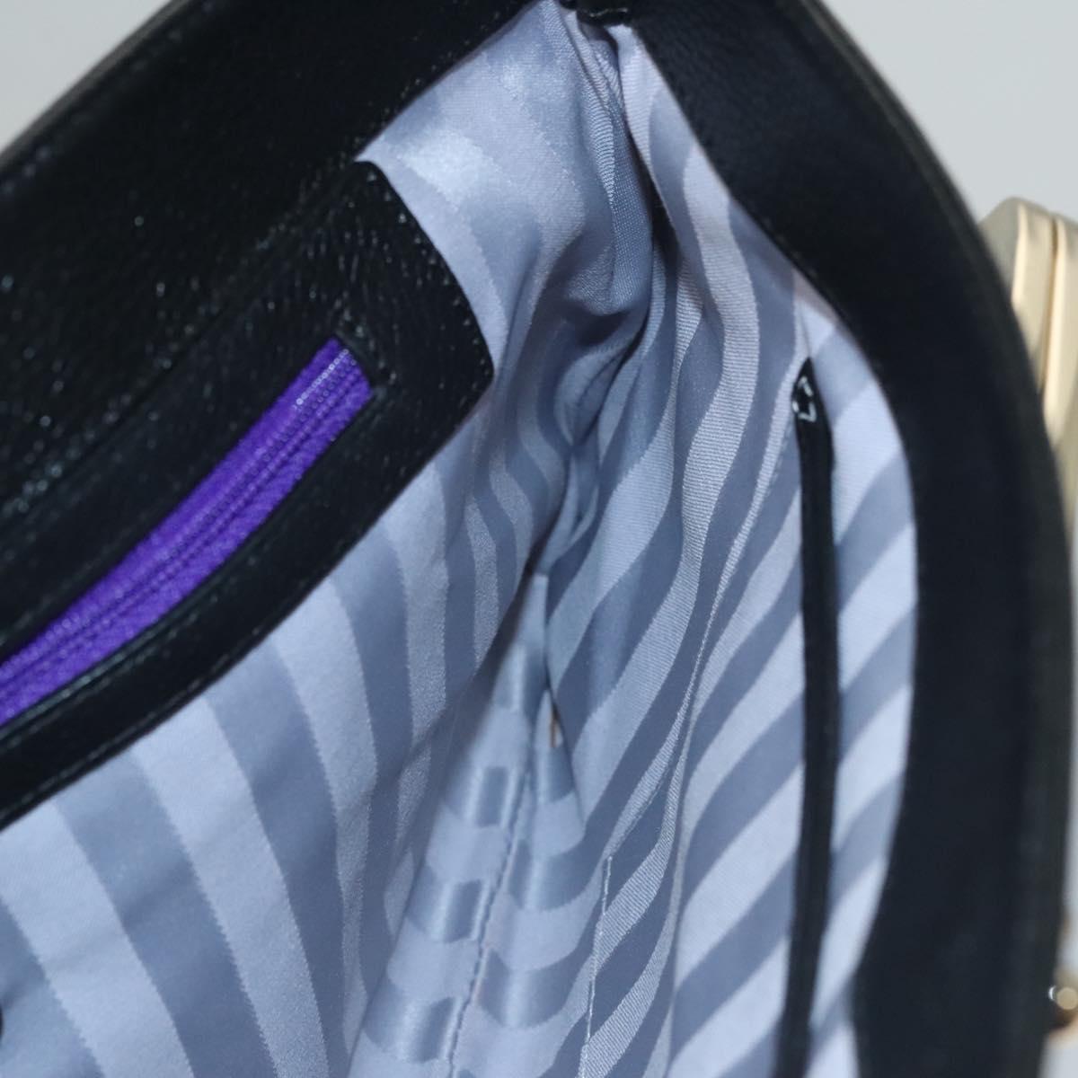 MCM Chain Shoulder Bag Leather Black Gold Auth MY306