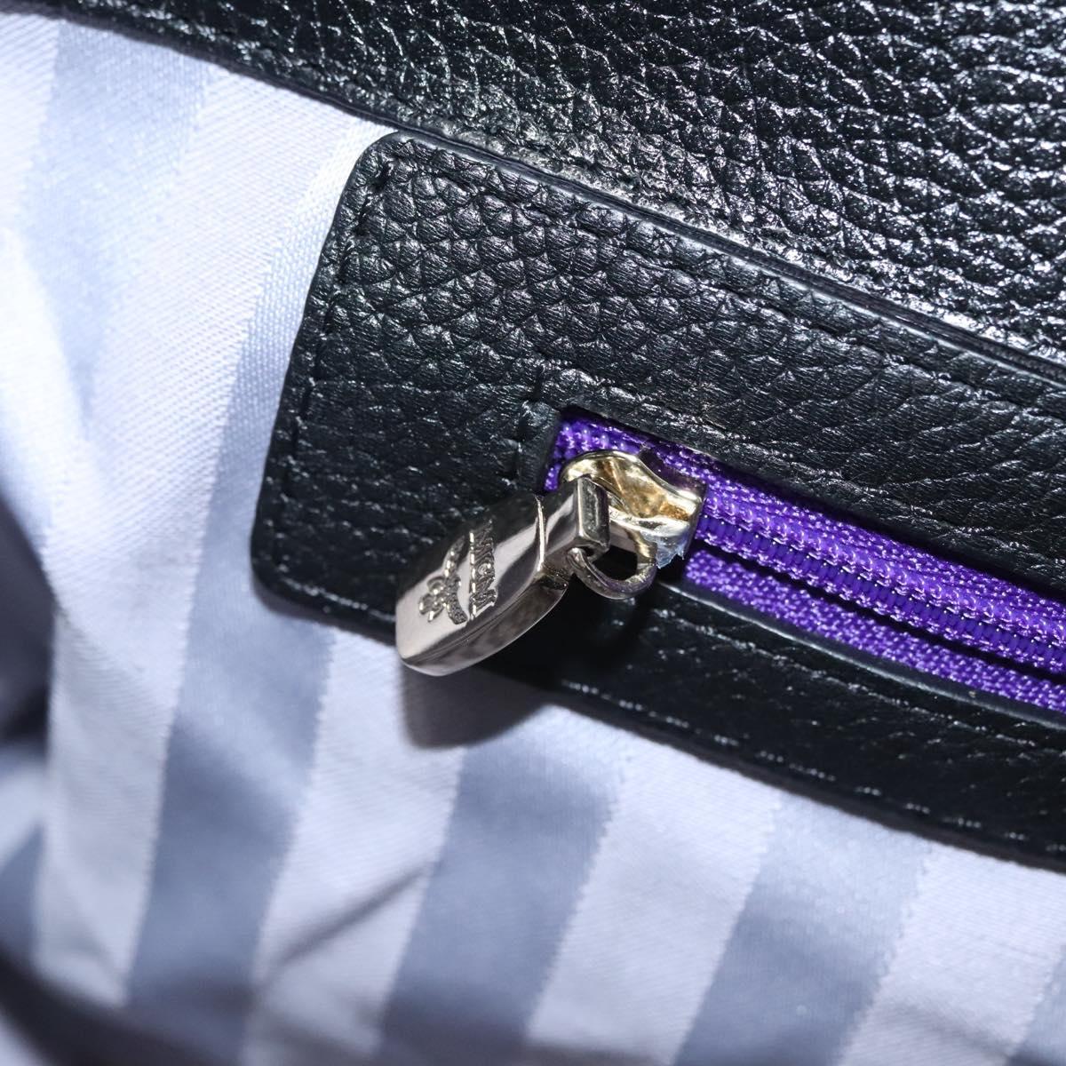 MCM Chain Shoulder Bag Leather Black Gold Auth MY306