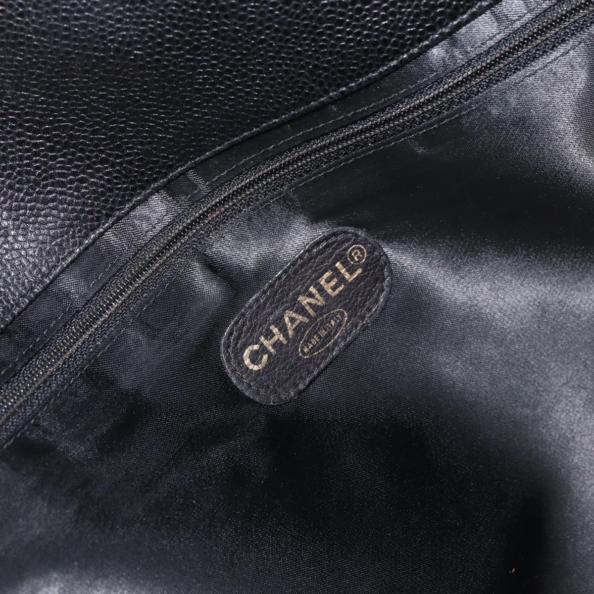 CHANEL COCO Mark Chain Tote Bag Caviar Skin Black CC Auth MY307