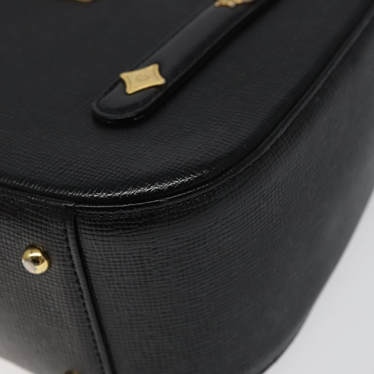 MCM Hand Bag Leather Black Gold Auth MY326