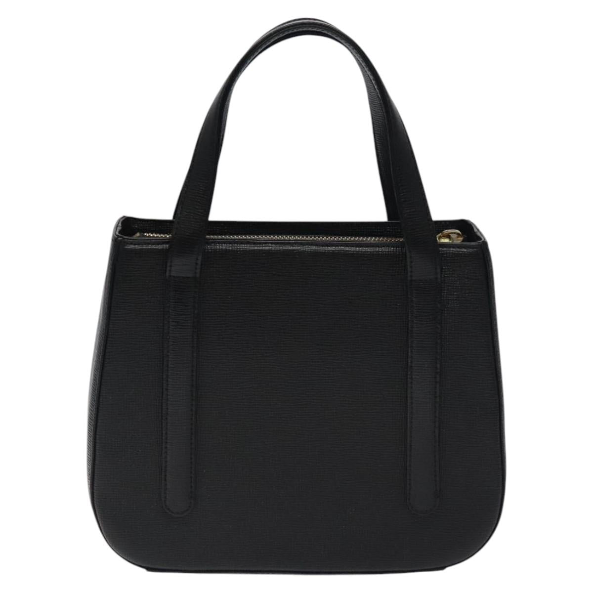 MCM Hand Bag Leather Black Gold Auth MY326