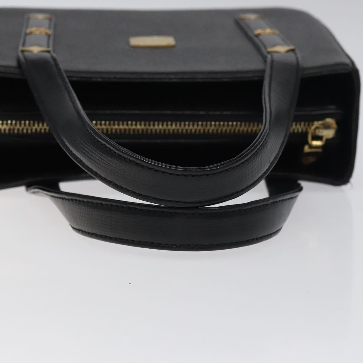 MCM Hand Bag Leather Black Gold Auth MY326