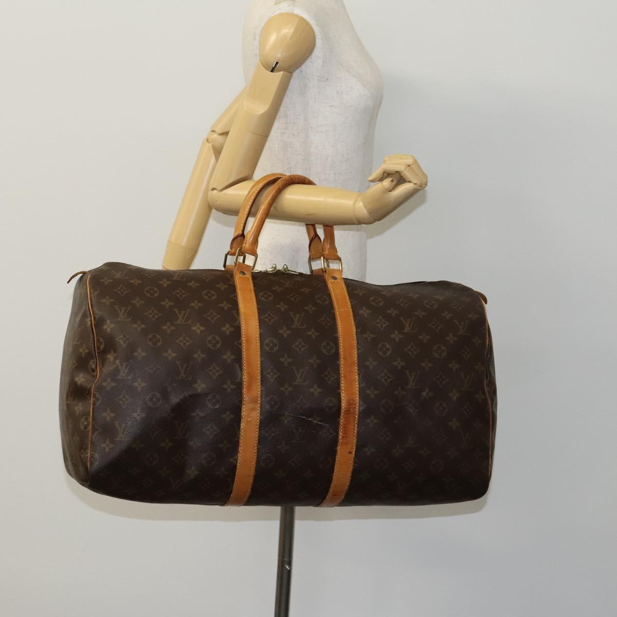 LOUIS VUITTON Monogram Keepall 55 Boston Bag M41424 LV Auth MY330