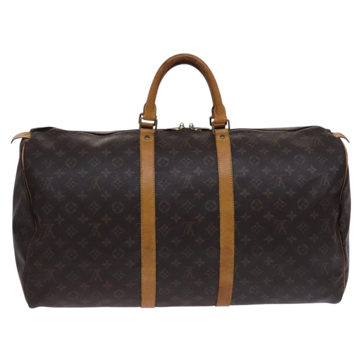 LOUIS VUITTON Monogram Keepall 55 Boston Bag M41424 LV Auth MY330