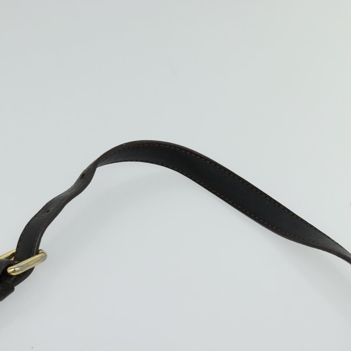 MCM Chain Shoulder Bag Leather Gray Gold Auth MY336