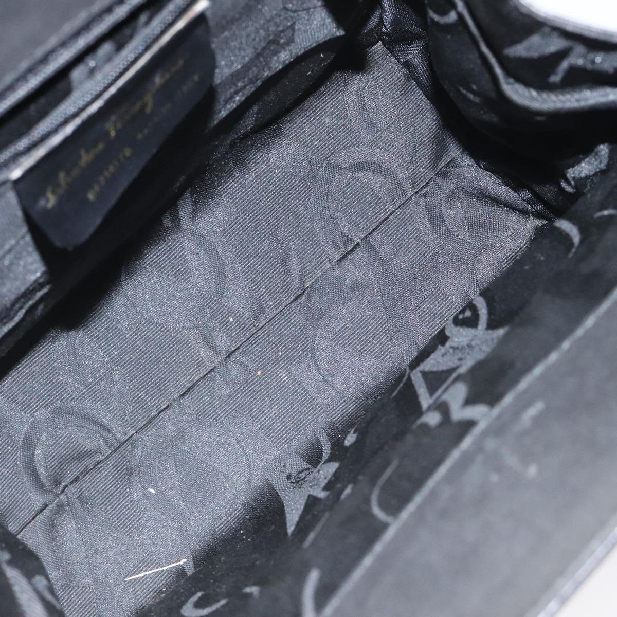 Salvatore Ferragamo Vala Hand Bag Suede Black Auth MY347