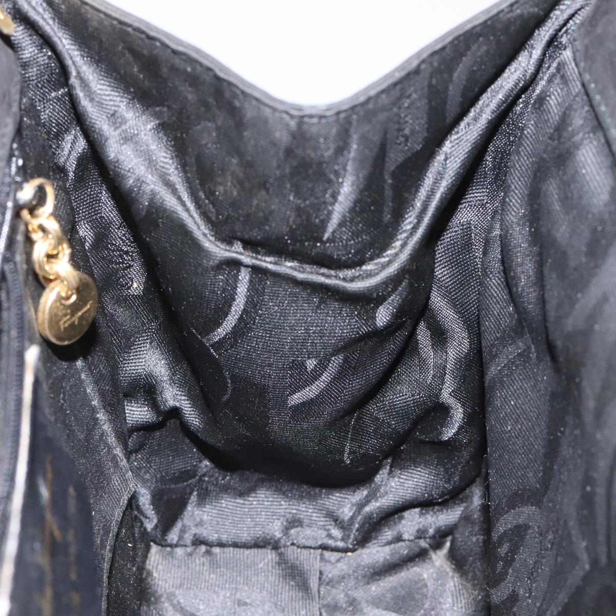 Salvatore Ferragamo Vala Hand Bag Suede Black Auth MY347