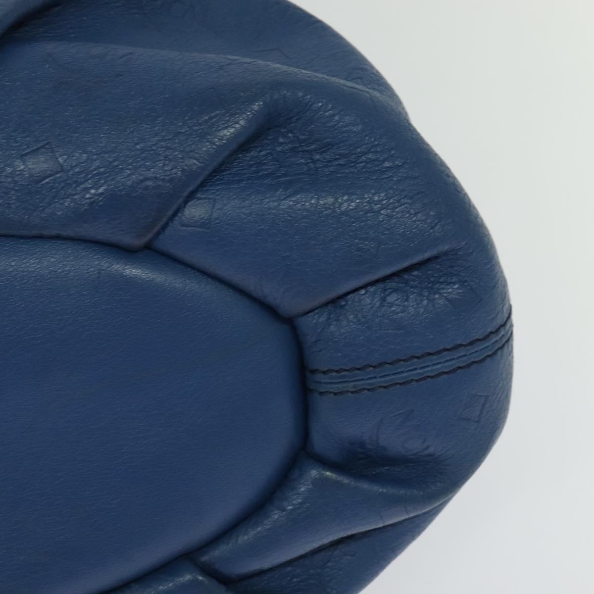 MCM Vicetos Logogram Hand Bag Leather 2way Blue Brown Auth MY353