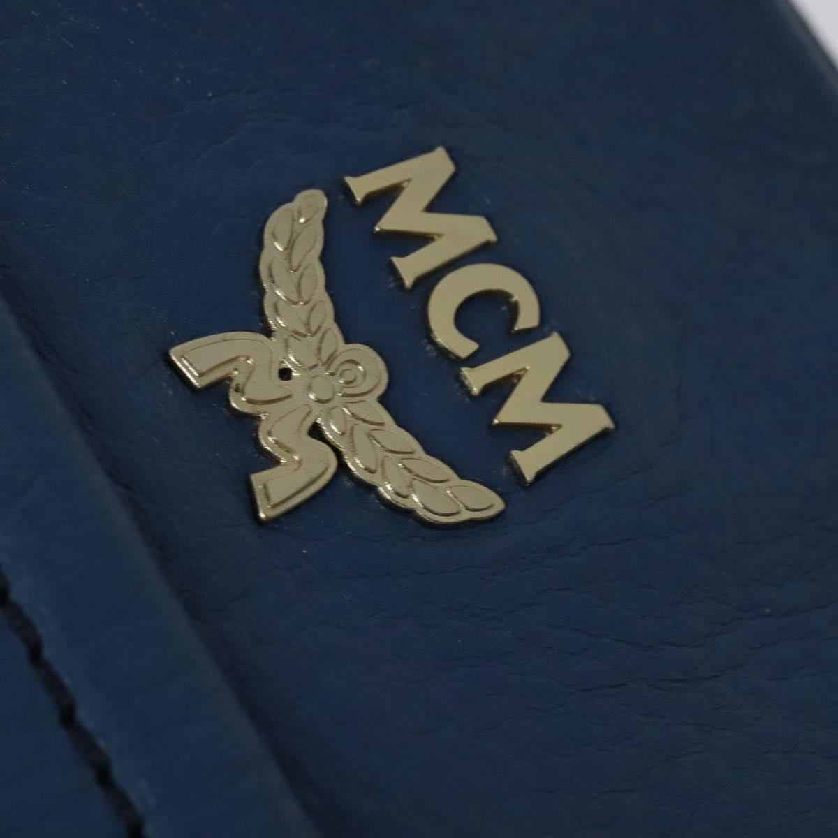 MCM Vicetos Logogram Hand Bag Leather 2way Blue Brown Auth MY353