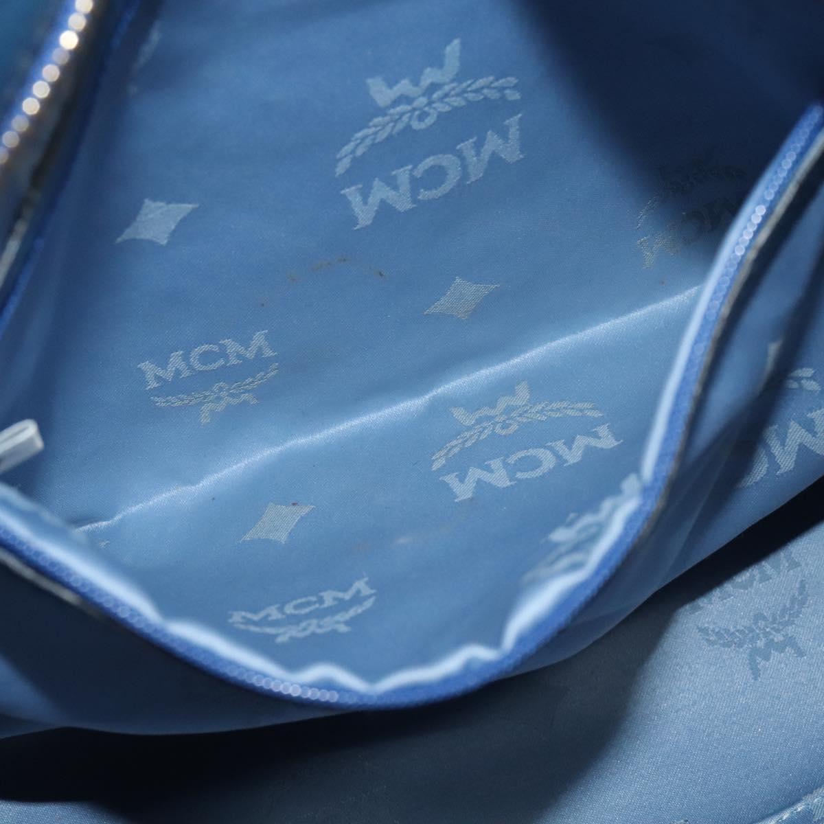 MCM Vicetos Logogram Hand Bag Leather 2way Blue Brown Auth MY353