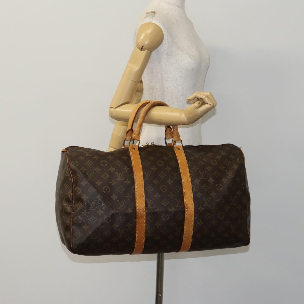 LOUIS VUITTON Monogram Keepall 50 Boston Bag M41426 LV Auth MY369