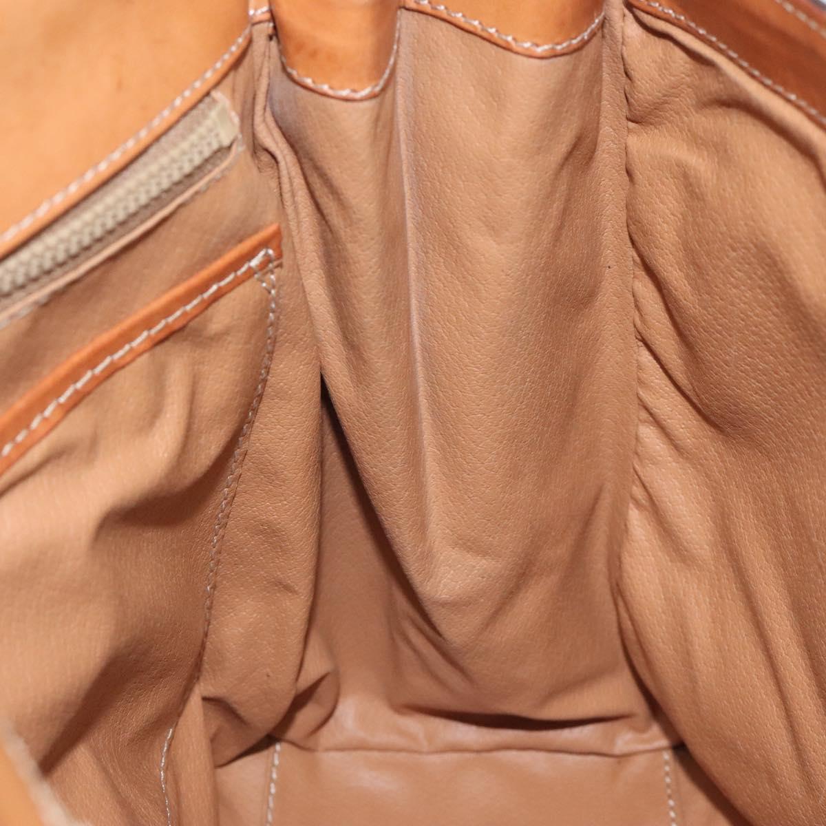 CELINE Macadam Canvas Hand Bag PVC Leather Brown Gold Auth MY371