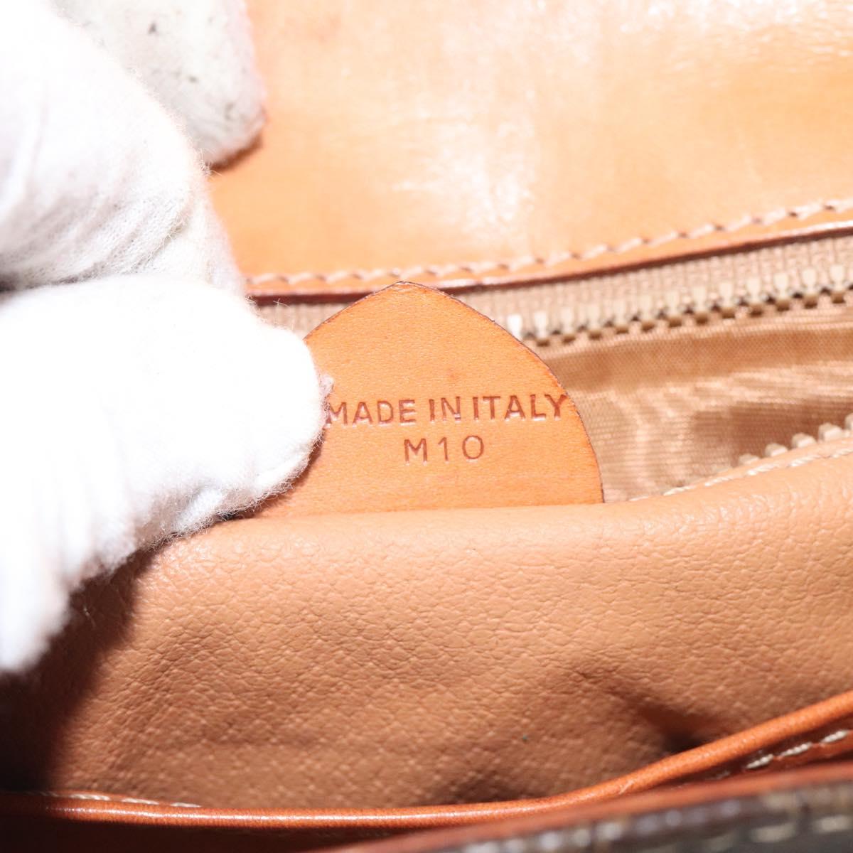 CELINE Macadam Canvas Hand Bag PVC Leather Brown Gold Auth MY371