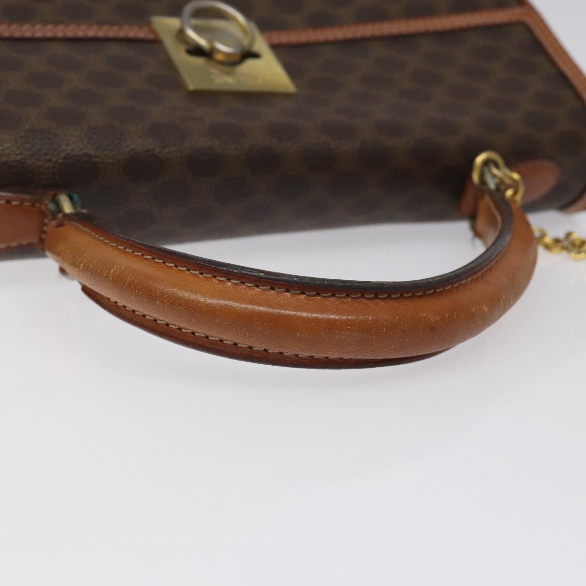 CELINE Macadam Canvas Hand Bag PVC Leather Brown Gold Auth MY371