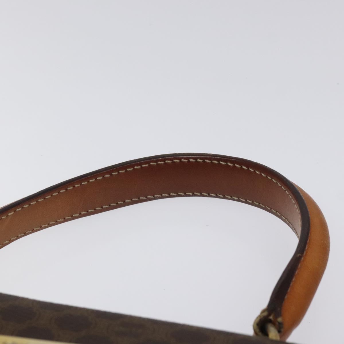 CELINE Macadam Canvas Hand Bag PVC Leather Brown Gold Auth MY371