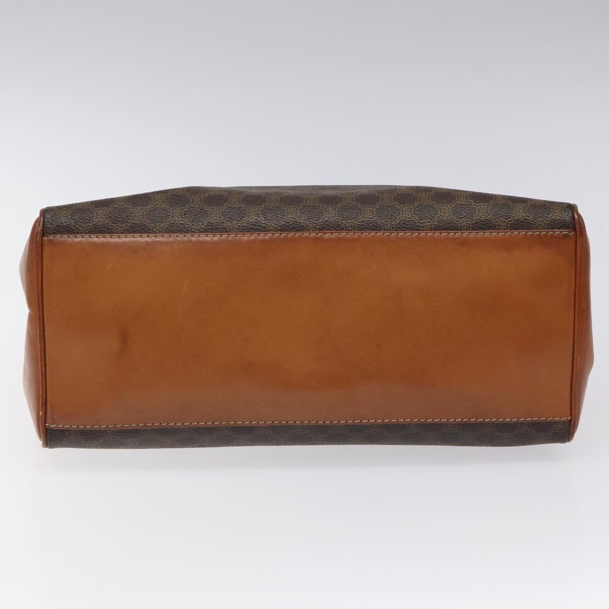 CELINE Macadam Canvas Hand Bag PVC Leather Brown Gold Auth MY371