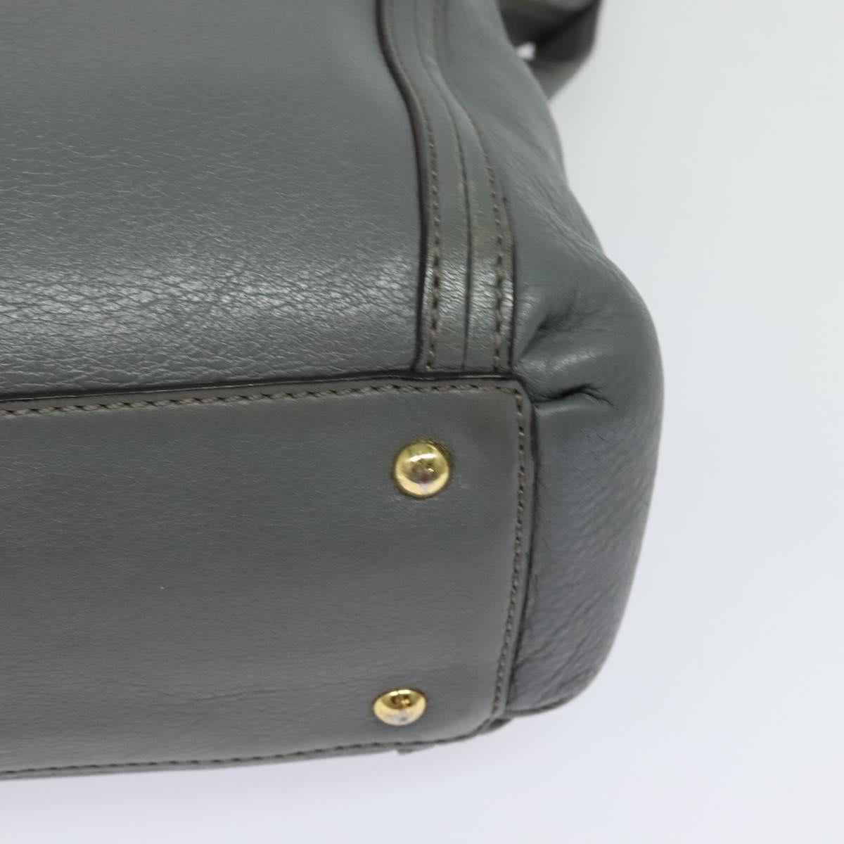 MCM Hand Bag Leather 2way Gray Gold Auth MY375