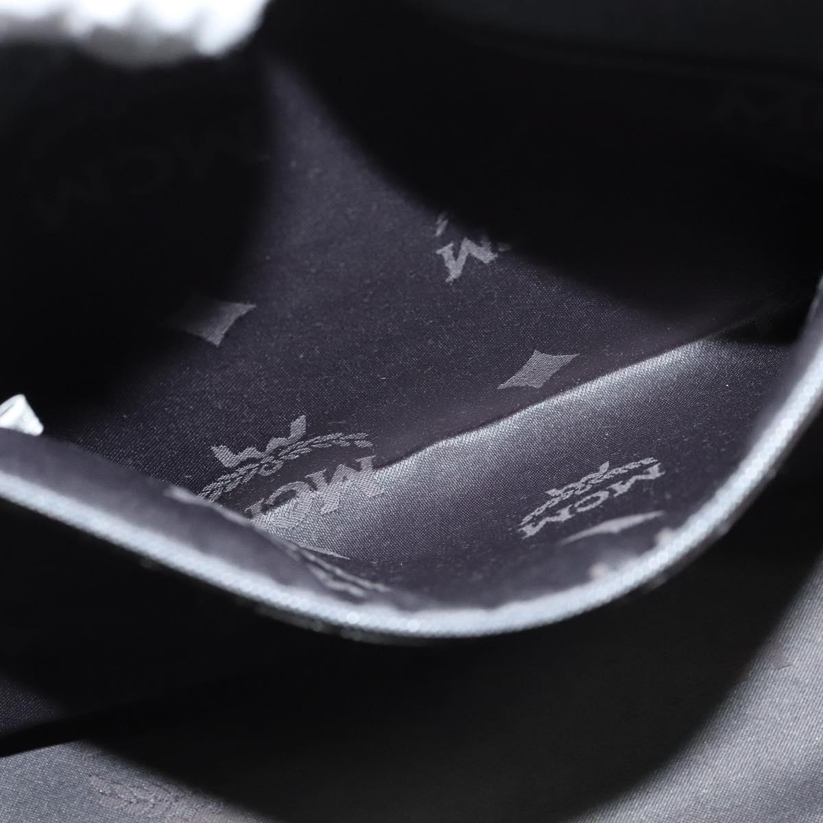 MCM Hand Bag Leather 2way Gray Gold Auth MY375