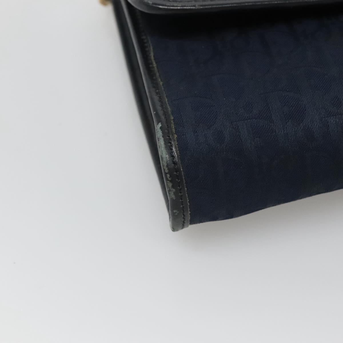 Christian Dior Trotter Canvas Chain Shoulder Bag Navy Auth MY380