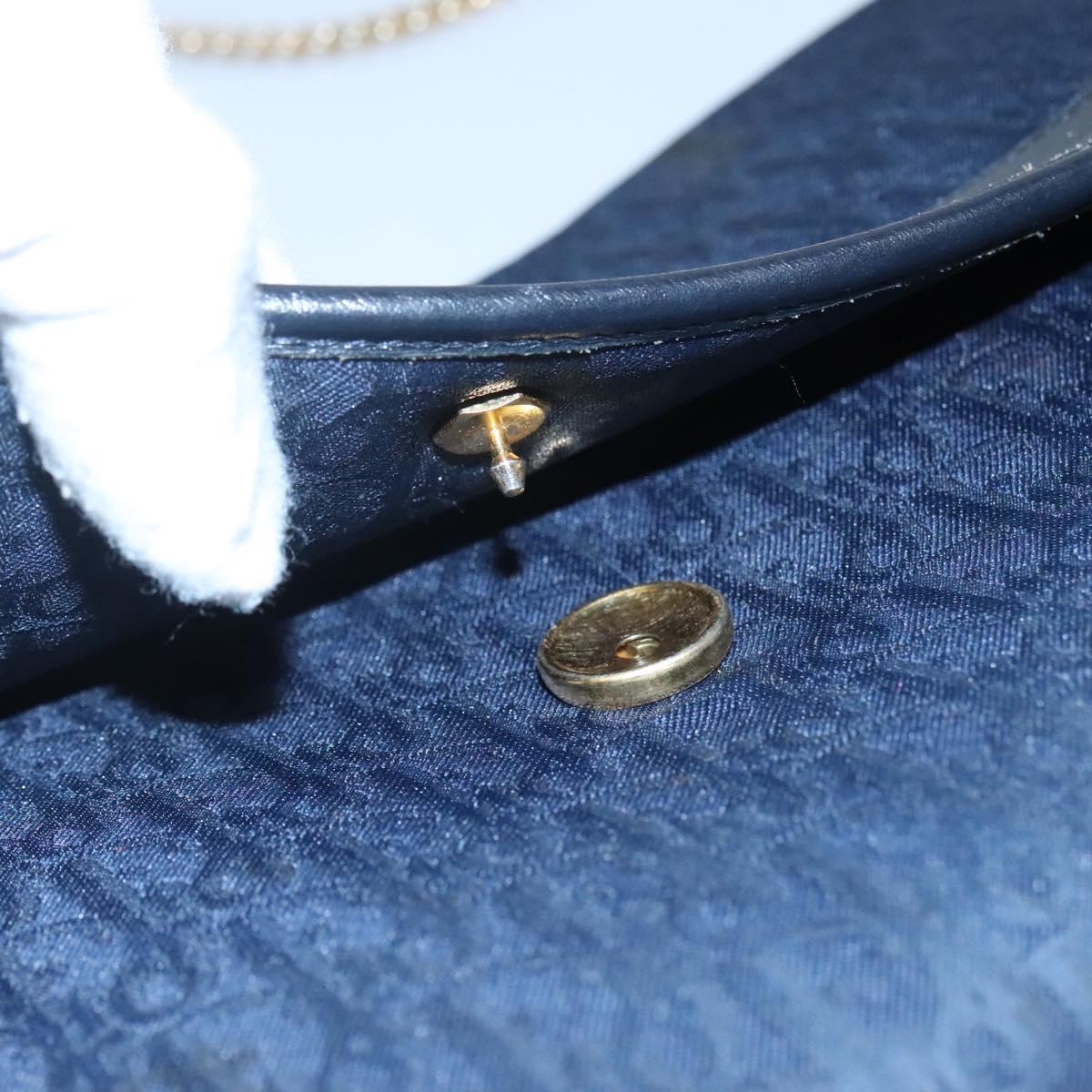 Christian Dior Trotter Canvas Chain Shoulder Bag Navy Auth MY380