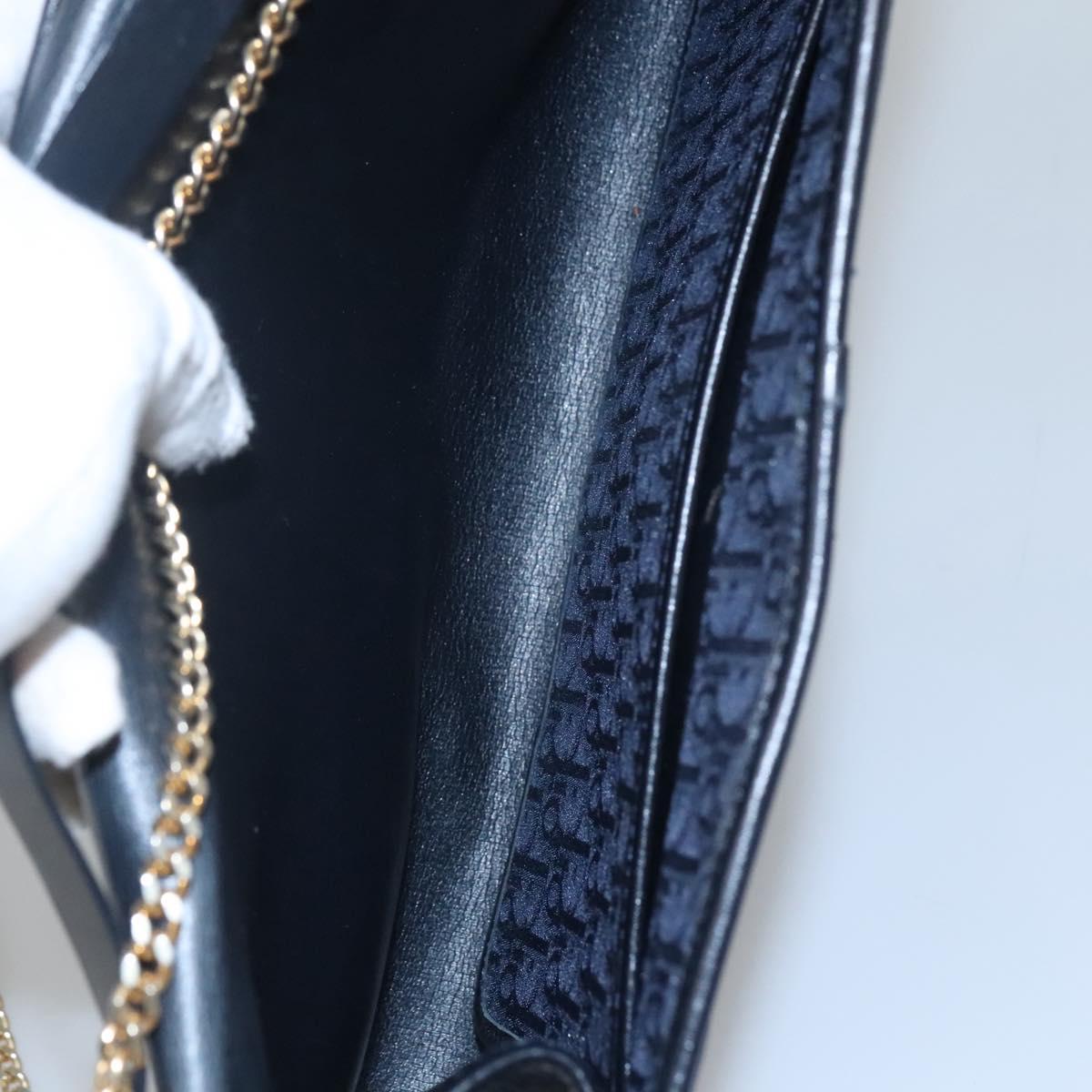 Christian Dior Trotter Canvas Chain Shoulder Bag Navy Auth MY380