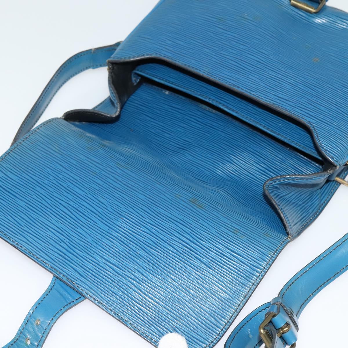 LOUIS VUITTON Epi Cartouchiere MM Shoulder Bag Blue M52245 LV Auth MY384