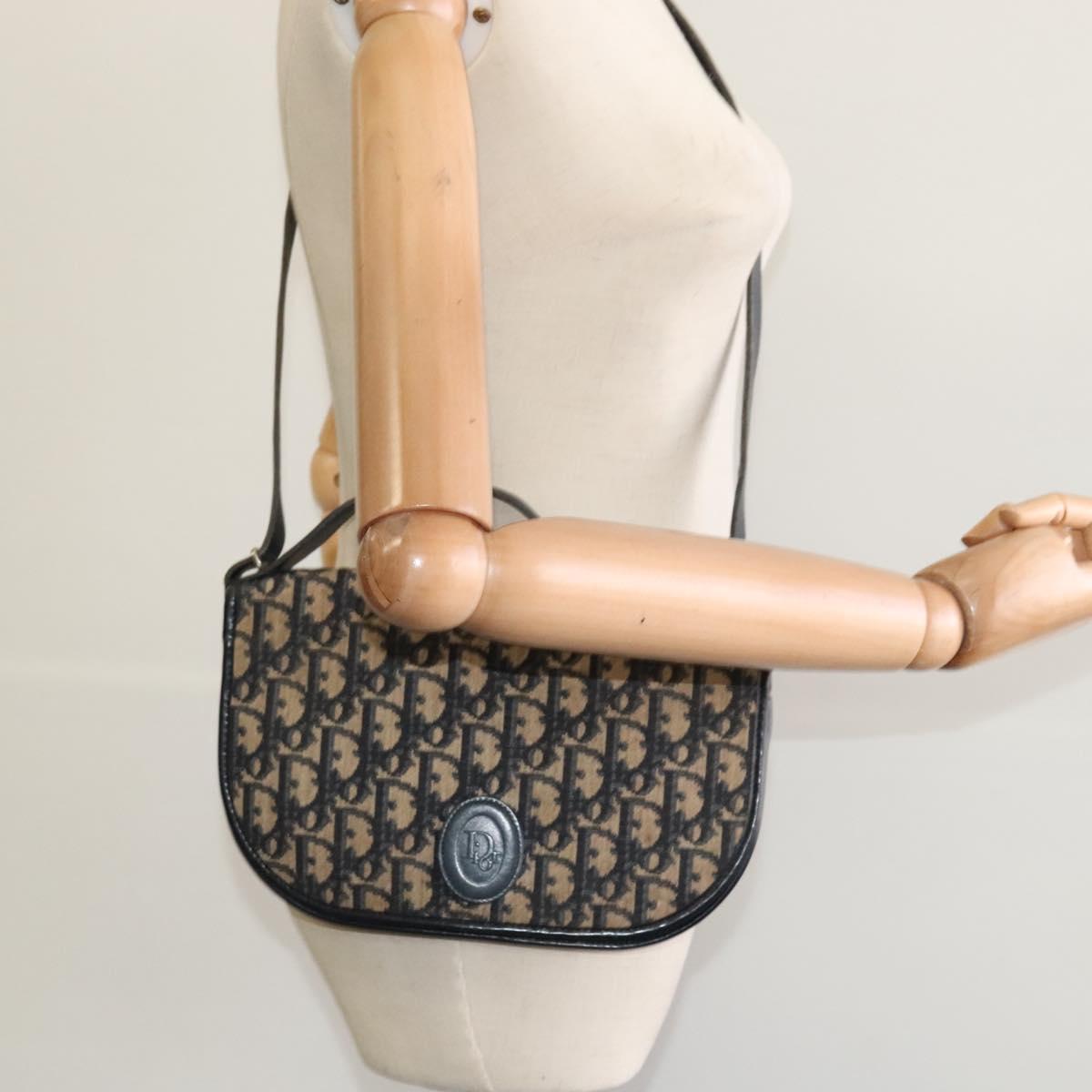 Christian Dior Trotter Canvas Shoulder Bag Navy Auth MY396