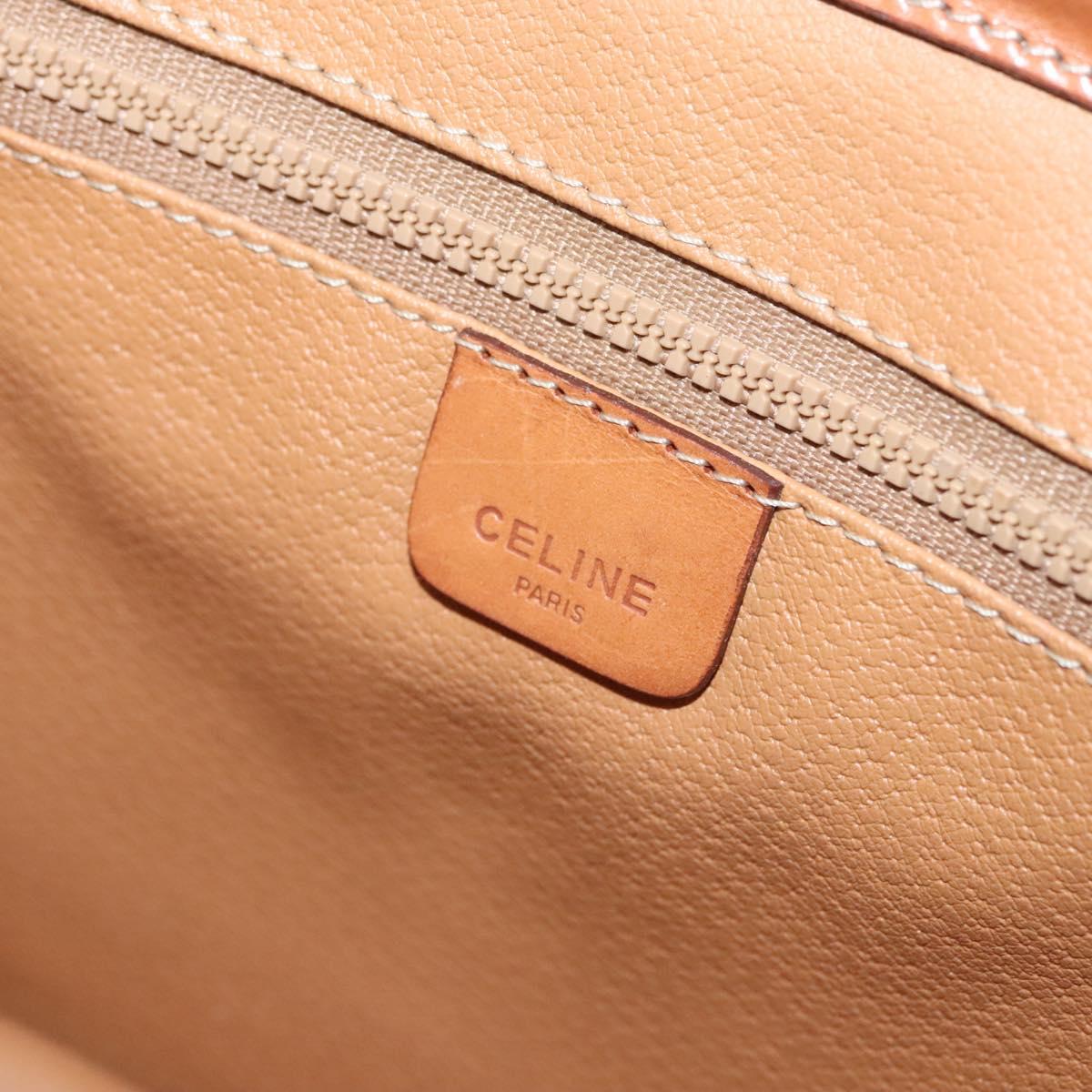 CELINE Macadam Canvas Shoulder Bag Beige Gold Auth MY407