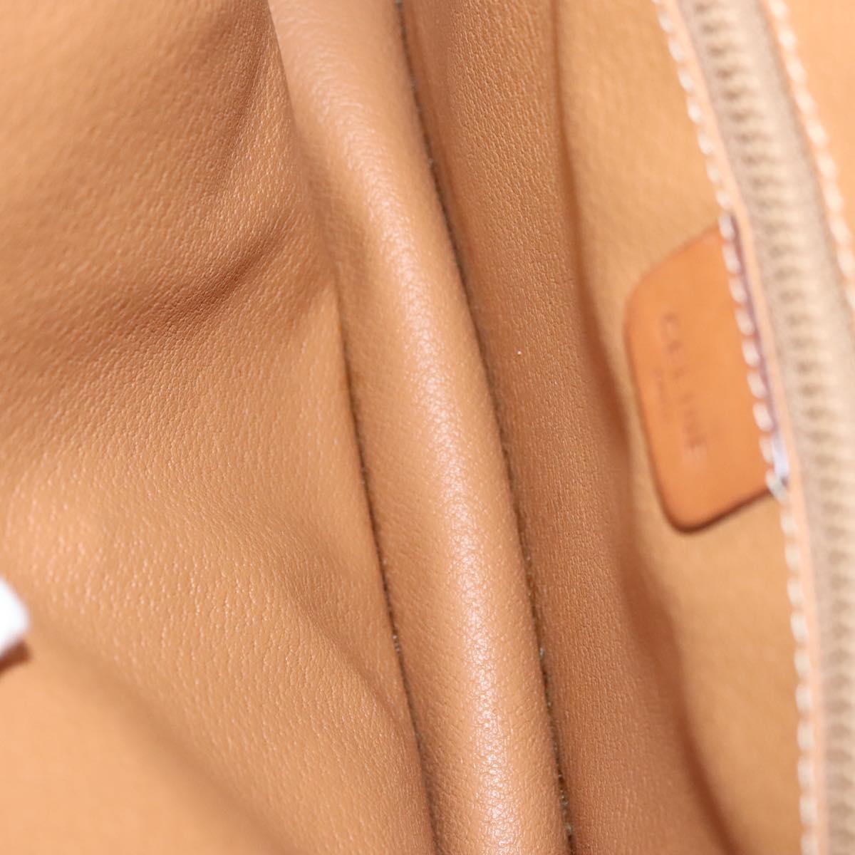 CELINE Macadam Canvas Shoulder Bag Beige Gold Auth MY407