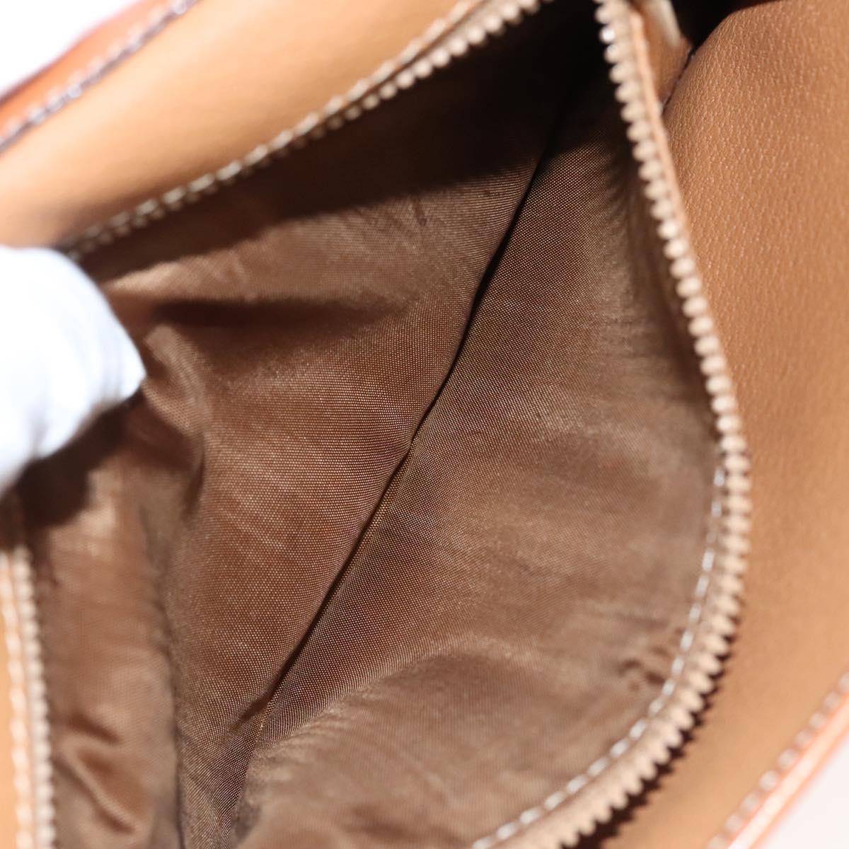 CELINE Macadam Canvas Shoulder Bag Beige Gold Auth MY407