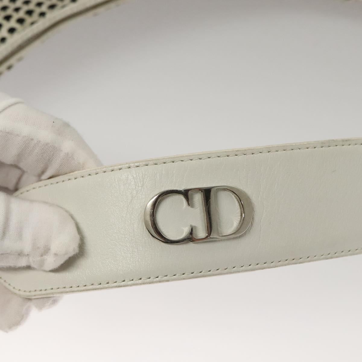 Christian Dior Shoulder Bag Leather White Auth MY419