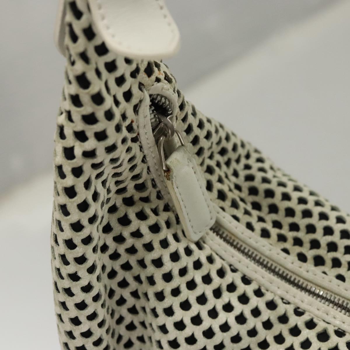 Christian Dior Shoulder Bag Leather White Auth MY419