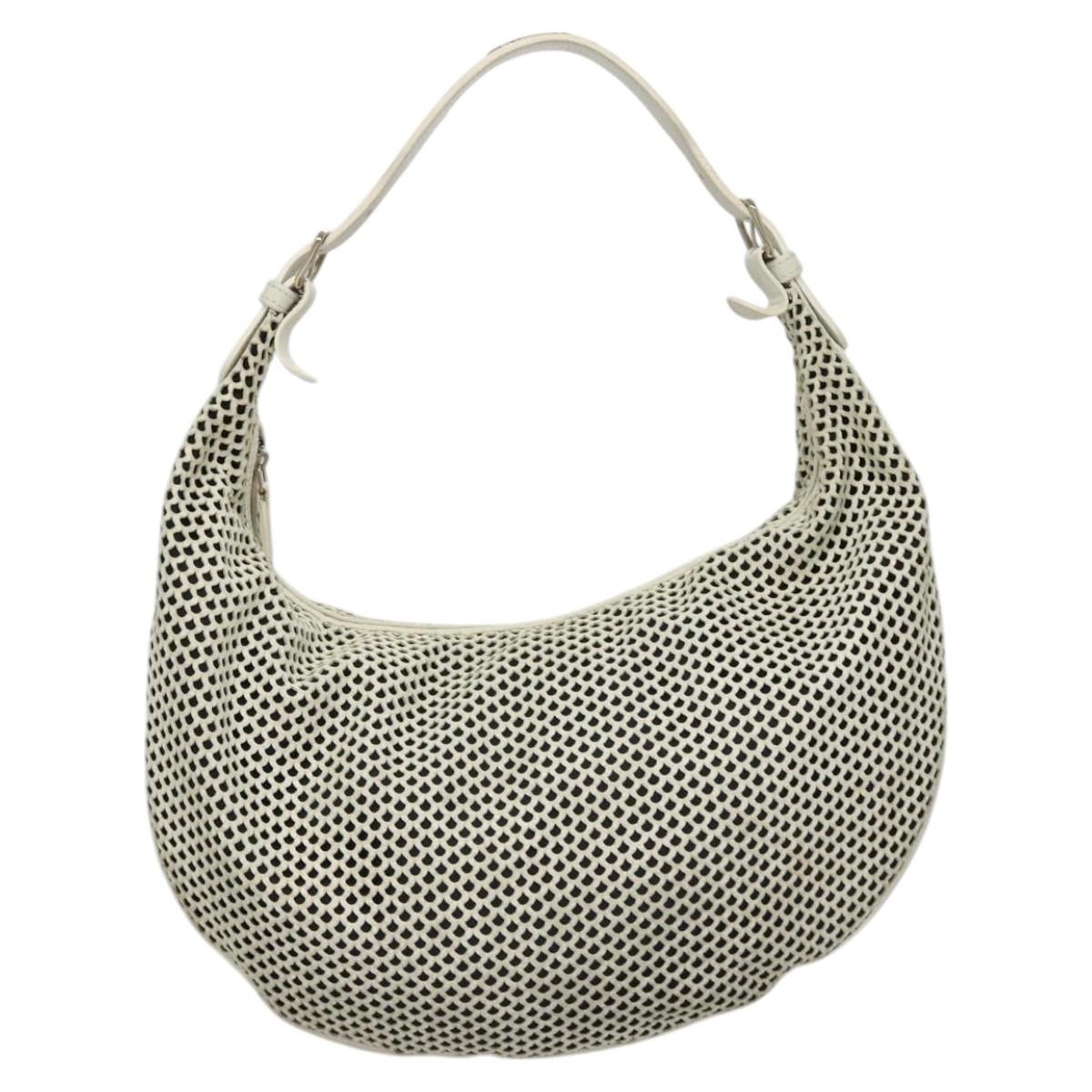 Christian Dior Shoulder Bag Leather White Auth MY419