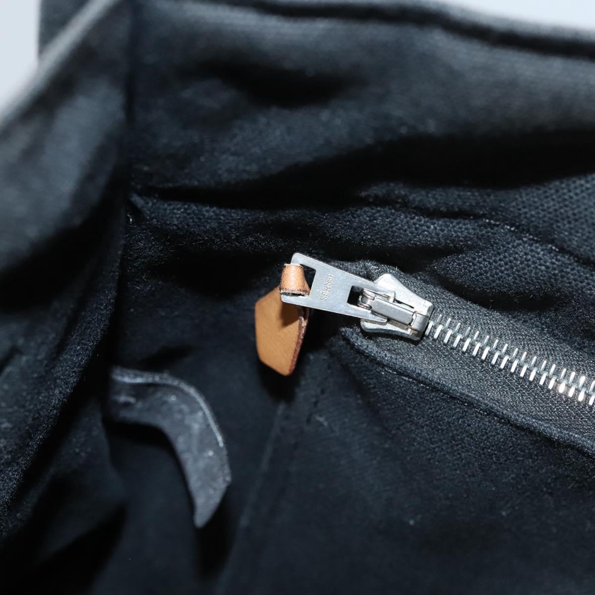 HERMES Fourre Tout MM Hand Bag Canvas Black Auth MY447