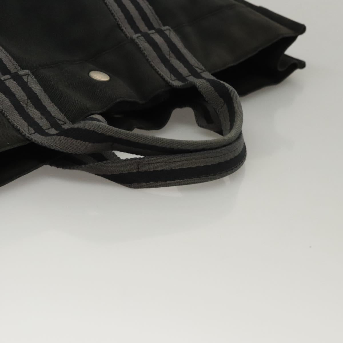 HERMES Fourre Tout MM Hand Bag Canvas Black Auth MY447