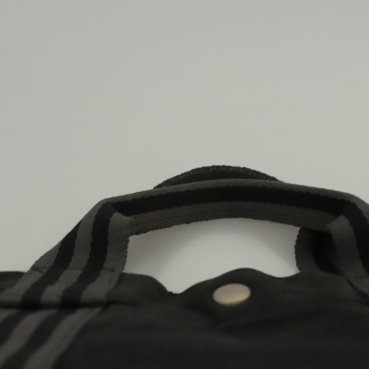 HERMES Fourre Tout MM Hand Bag Canvas Black Auth MY447