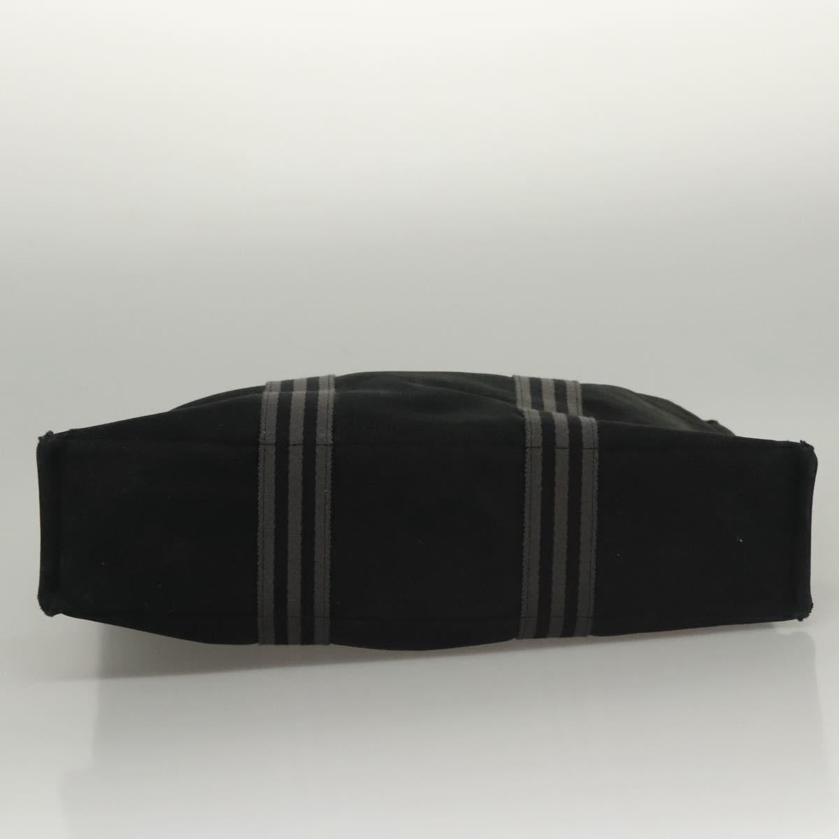 HERMES Fourre Tout MM Hand Bag Canvas Black Auth MY447