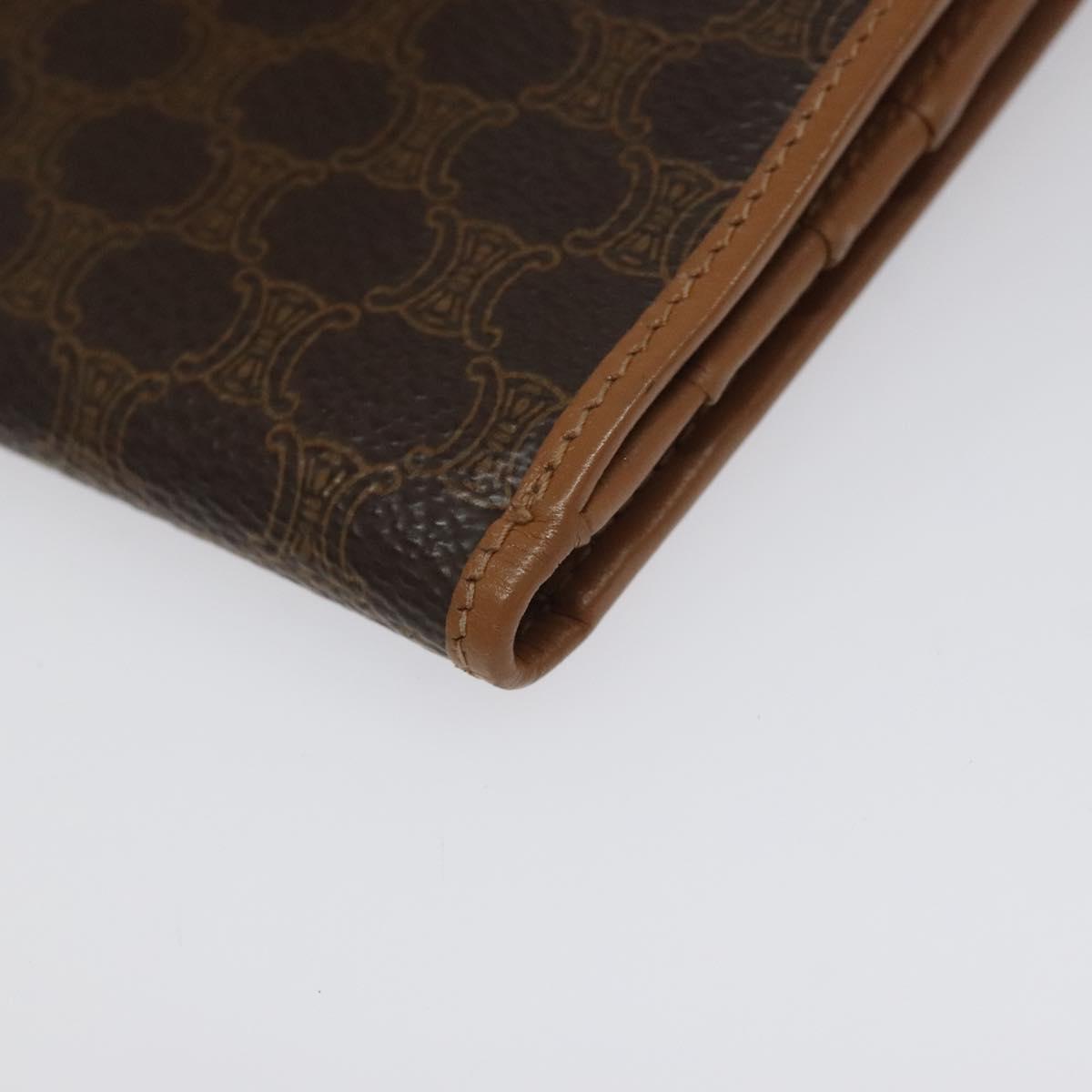 CELINE Macadam Canvas Long Wallet PVC Leather Brown Auth MY475