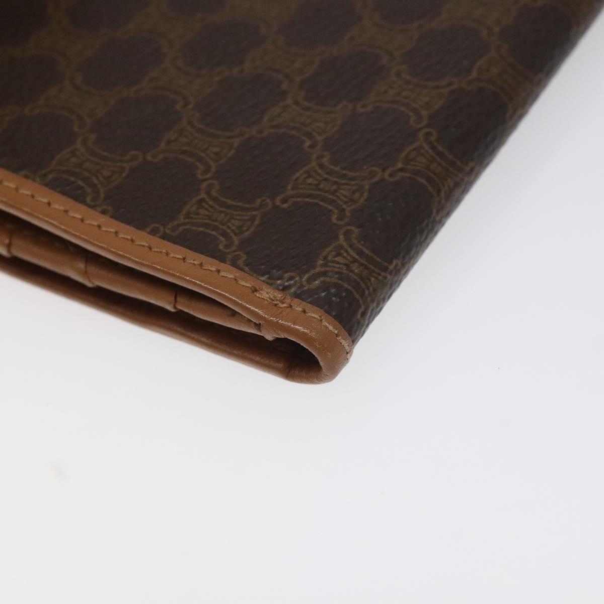 CELINE Macadam Canvas Long Wallet PVC Leather Brown Auth MY475