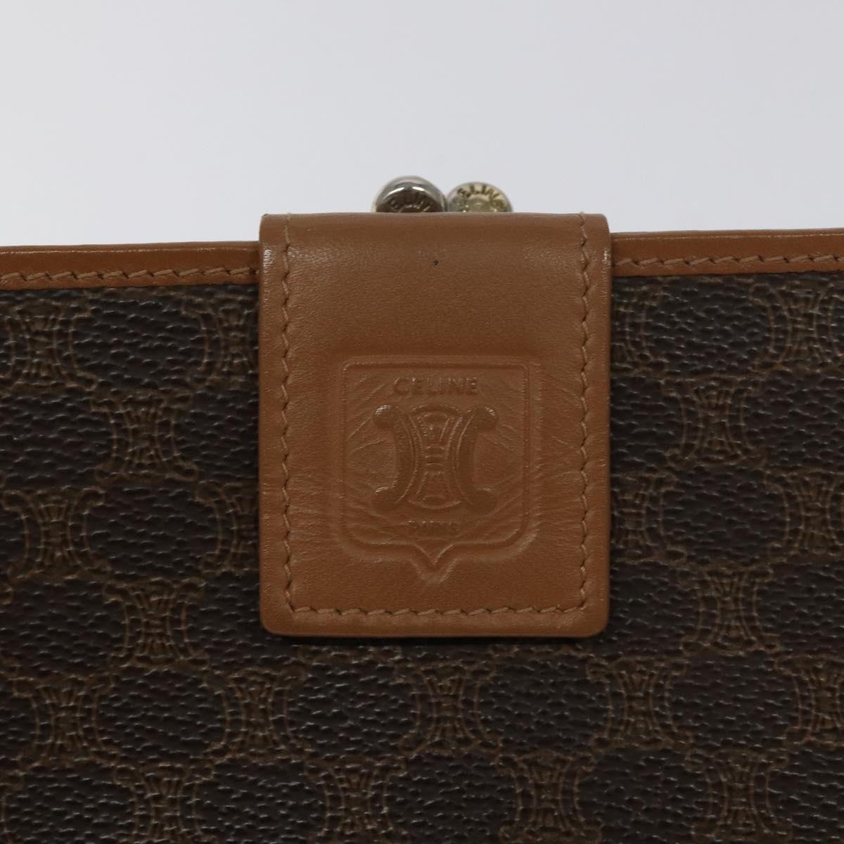 CELINE Macadam Canvas Long Wallet PVC Leather Brown Auth MY475