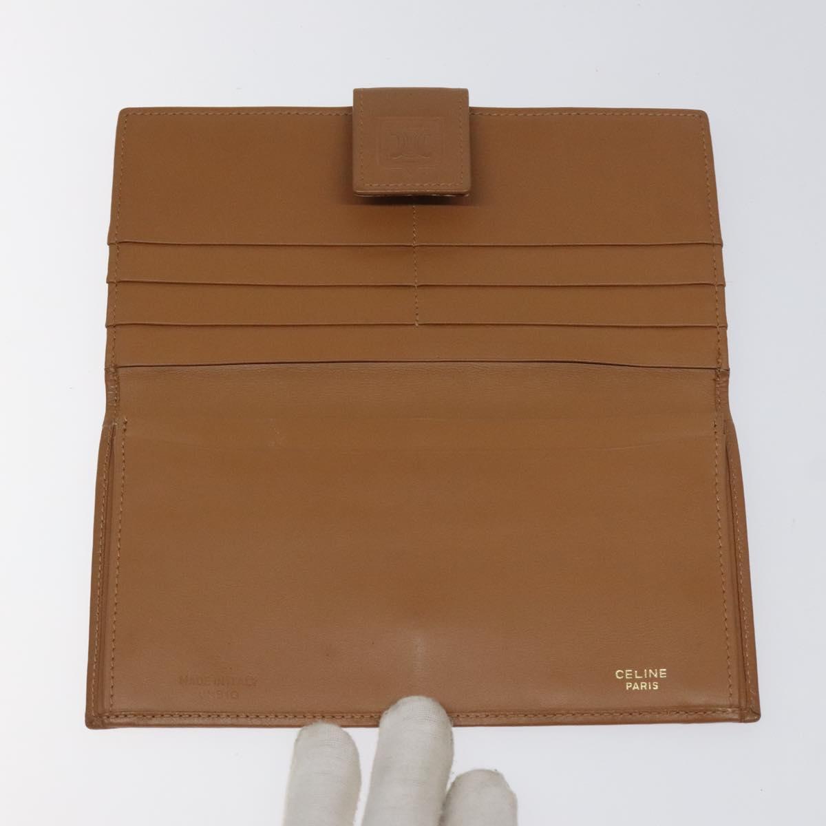 CELINE Macadam Canvas Long Wallet PVC Leather Brown Auth MY475