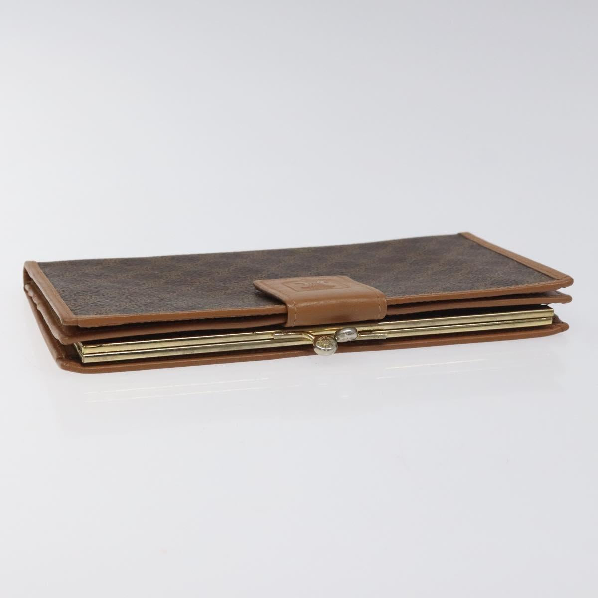 CELINE Macadam Canvas Long Wallet PVC Leather Brown Auth MY475
