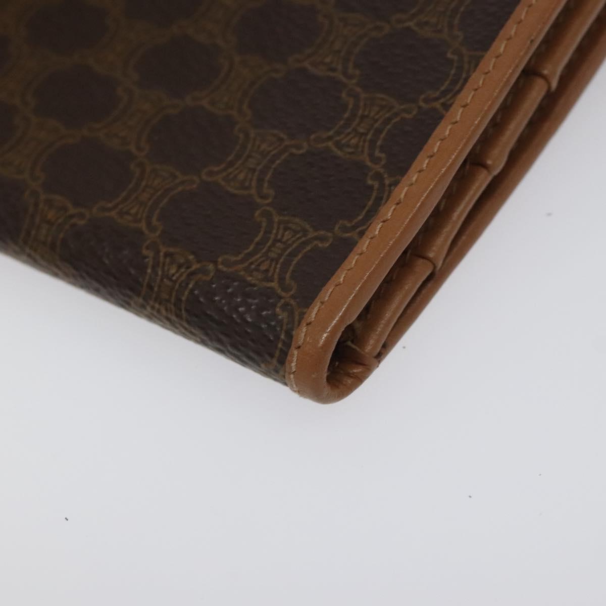 CELINE Macadam Canvas Long Wallet PVC Leather Brown Auth MY475