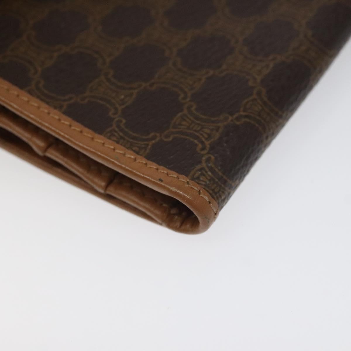 CELINE Macadam Canvas Long Wallet PVC Leather Brown Auth MY475