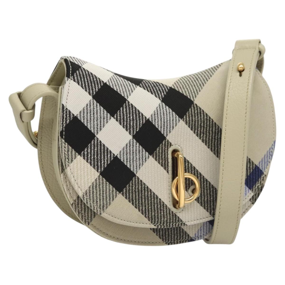 BURBERRY Nova Check Shoulder Bag Canvas Gray Auth MY484V