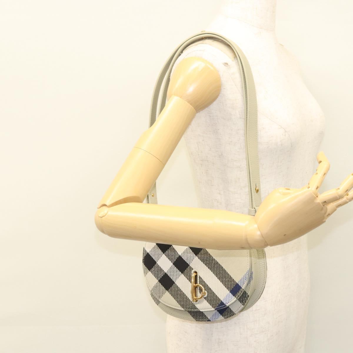 BURBERRY Nova Check Shoulder Bag Canvas Gray Auth MY484V