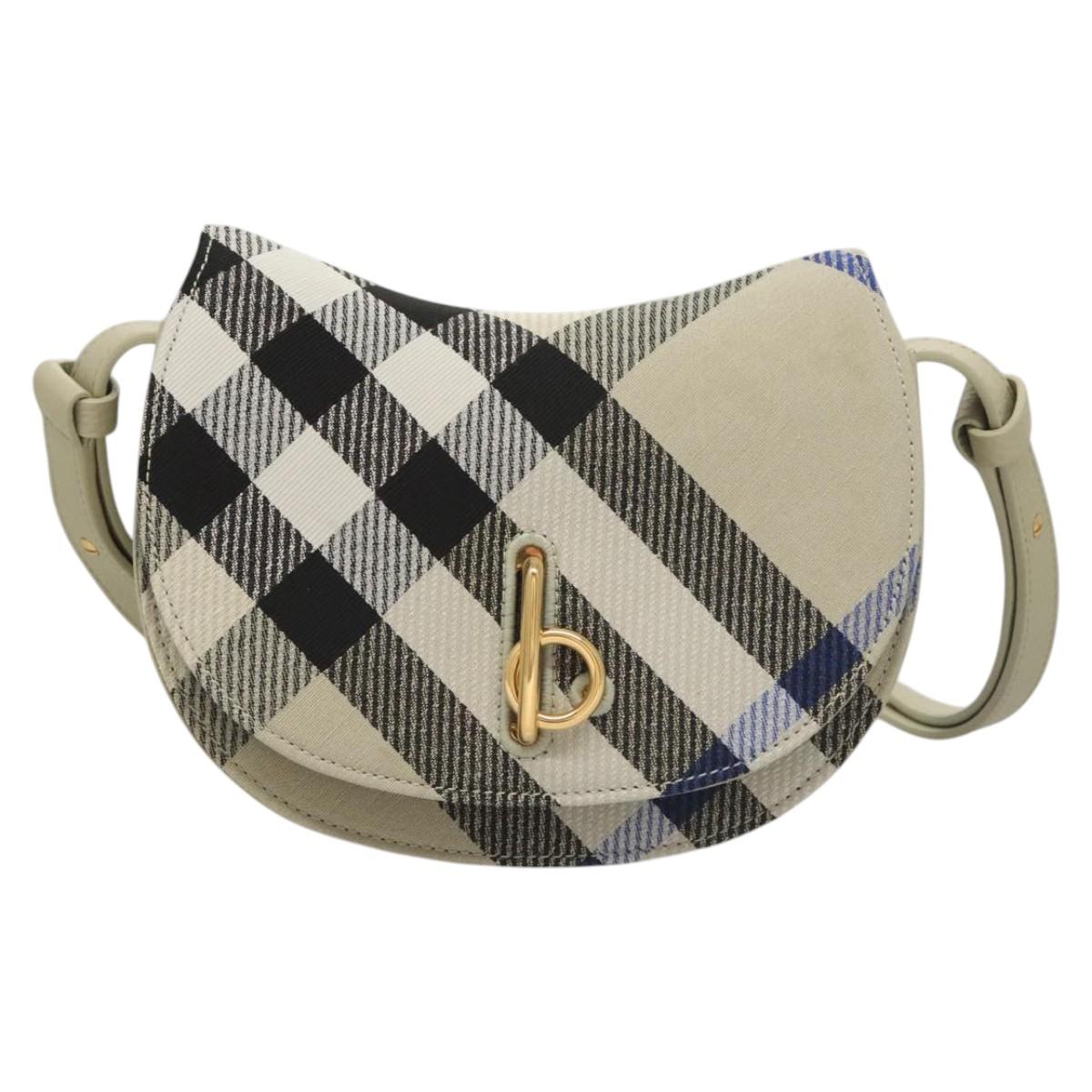 BURBERRY Nova Check Shoulder Bag Canvas Gray Auth MY484V